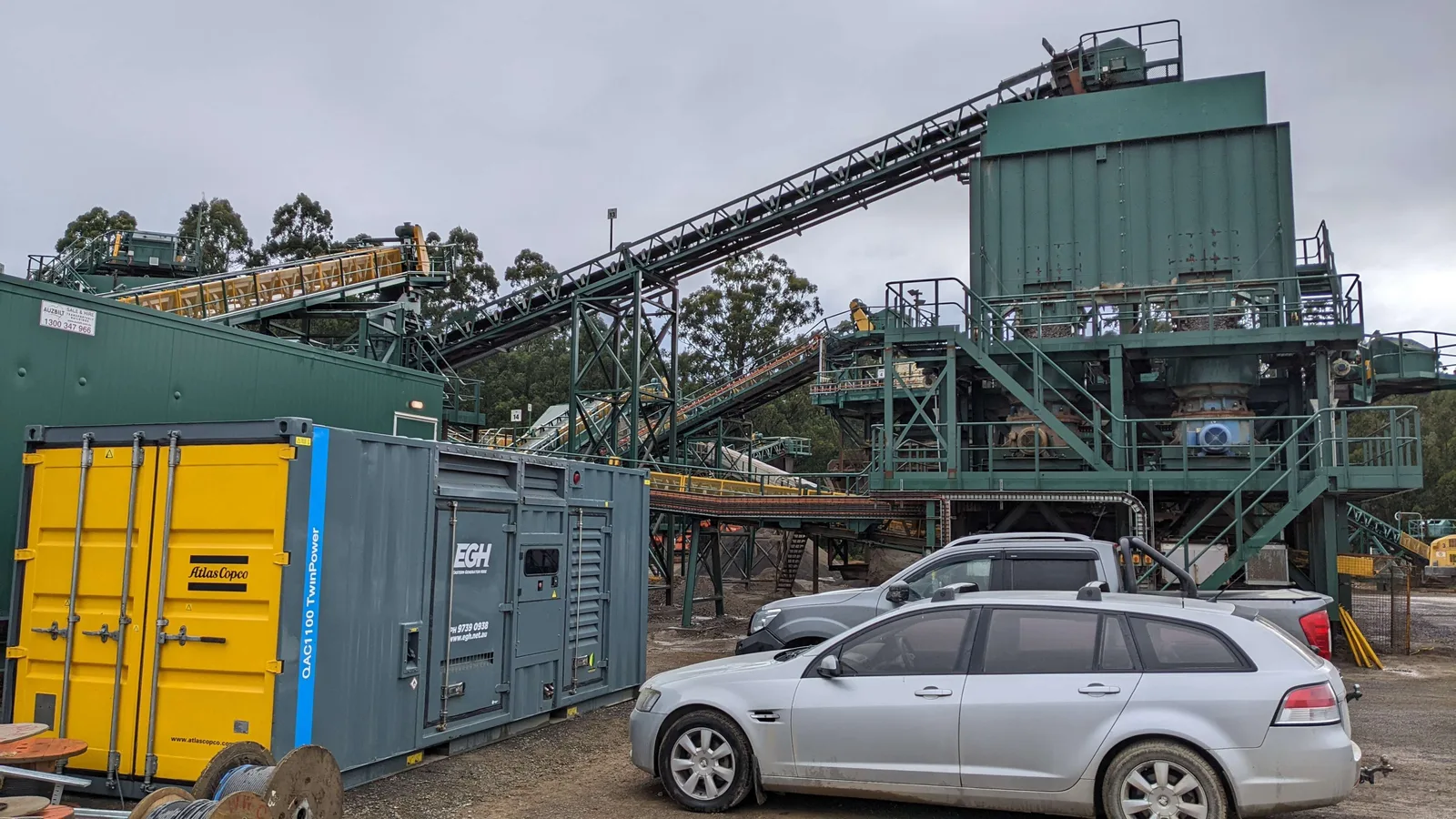 An industrial processing plant running on generator power