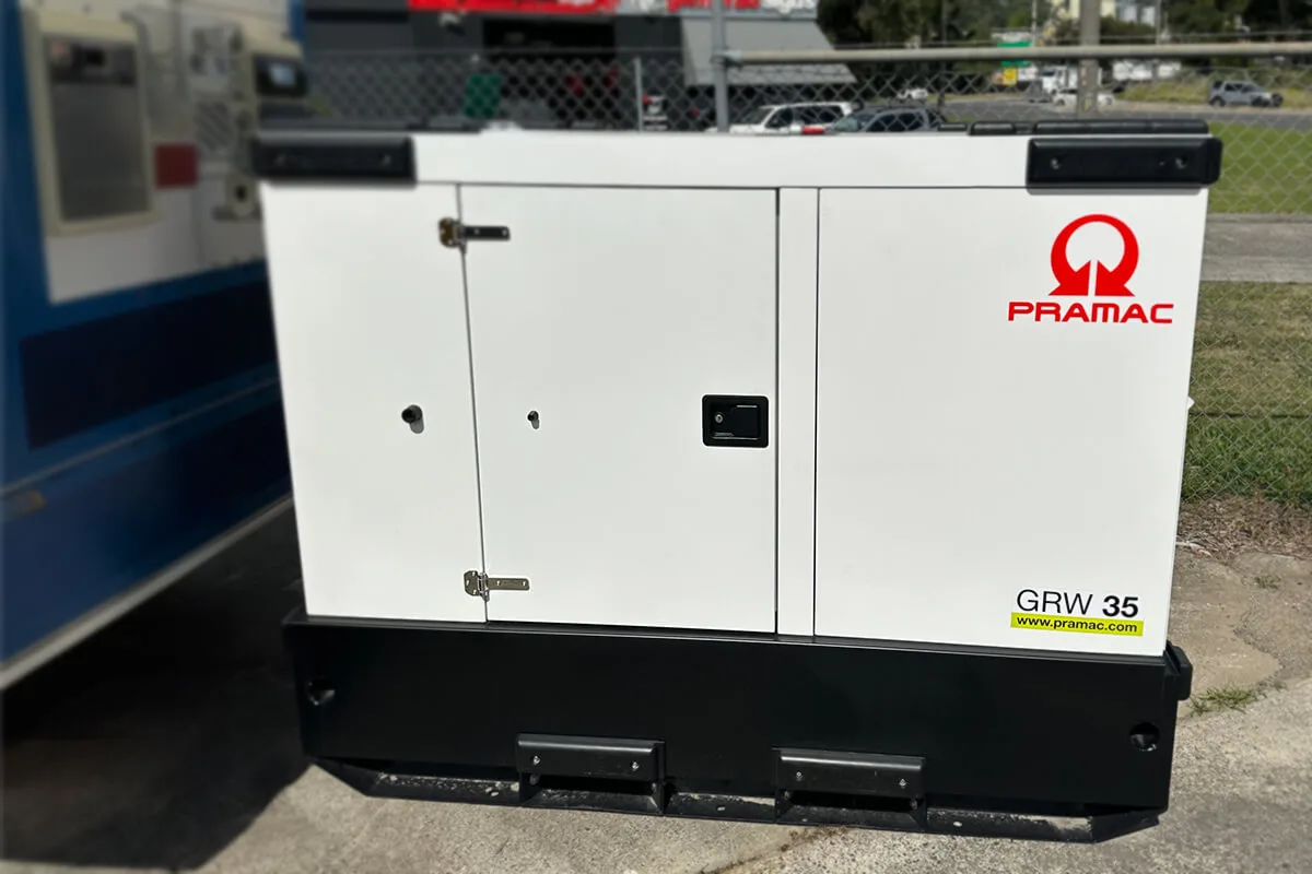 A silent canopied hire generator ready for dispatch in the Eastern Generators yard