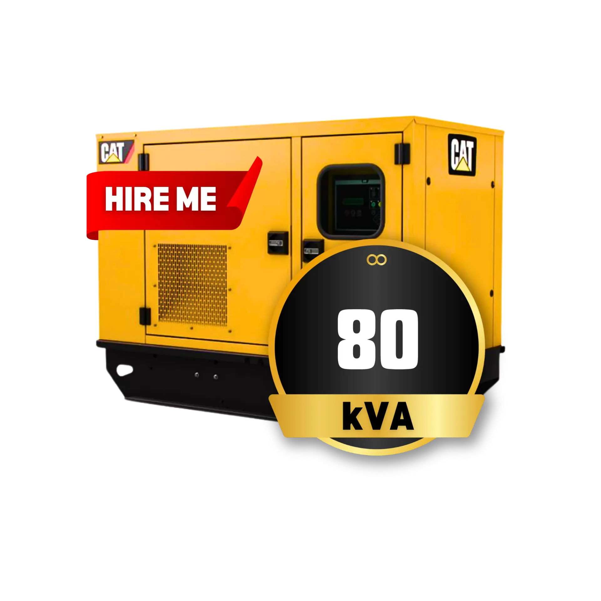 A 80kVA Caterpillar generator set available for hire from Eastern Generators
