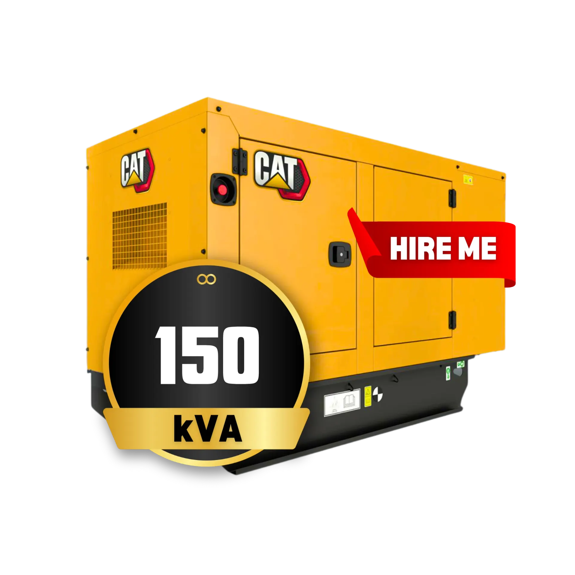 A 150kVA Caterpillar generator set available for hire from Eastern Generators
