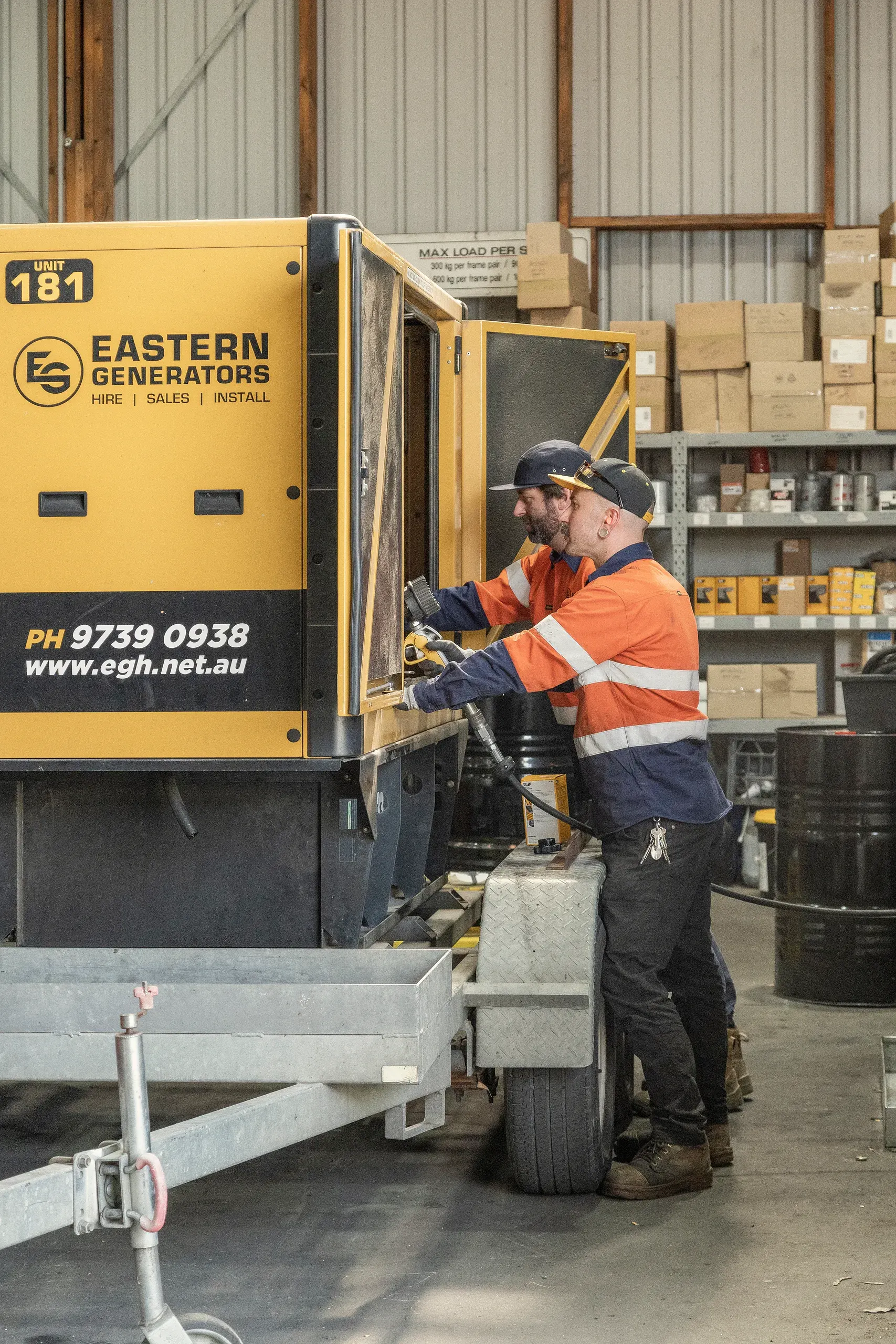 Eastern Generators crew working at a hire set on site