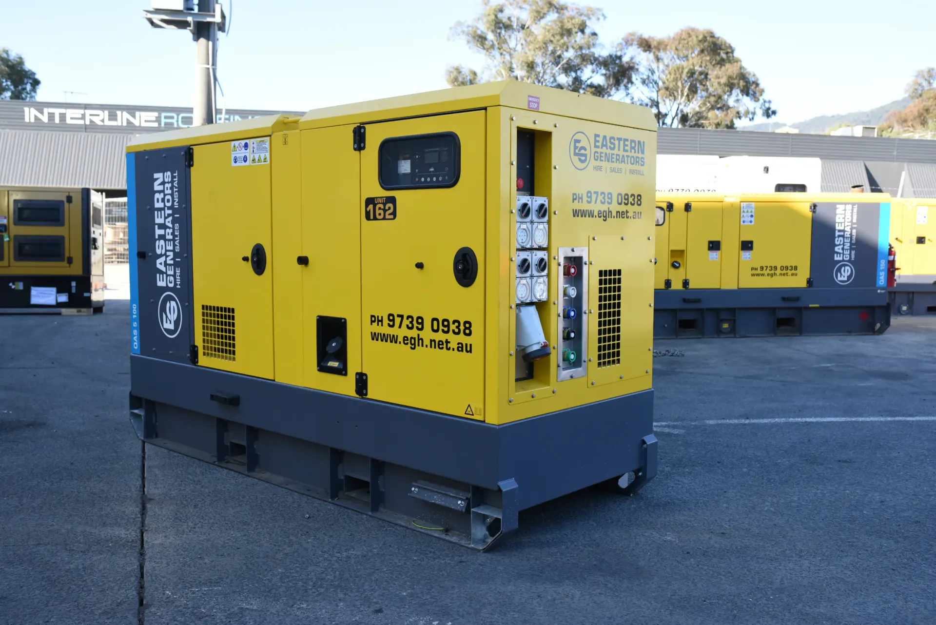 A canopied super-silent Eastern Generators set in the Kilsyth yard