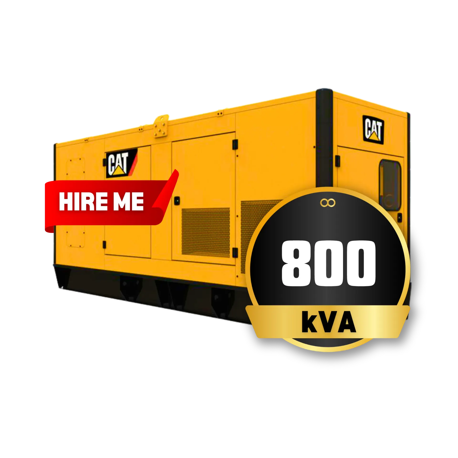 A 800kVA Caterpillar generator set available for hire from Eastern Generators