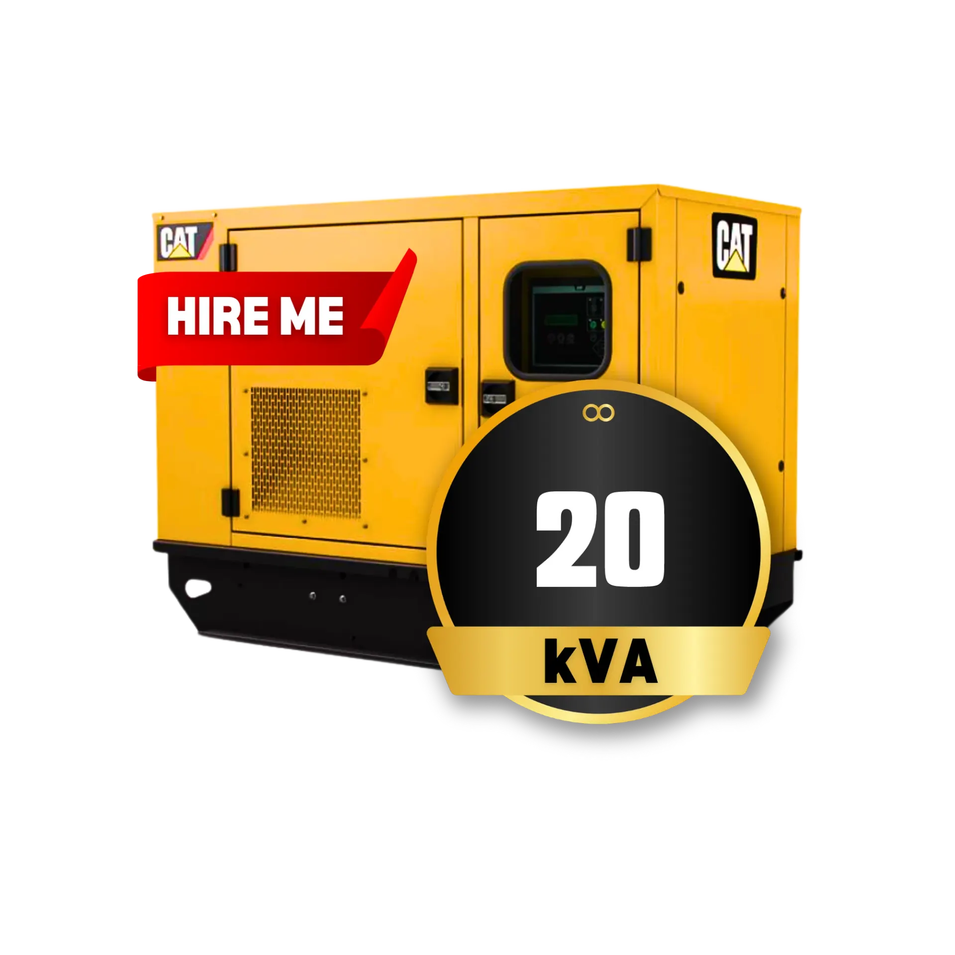 A 20kVA Caterpillar generator set available for hire from Eastern Generators