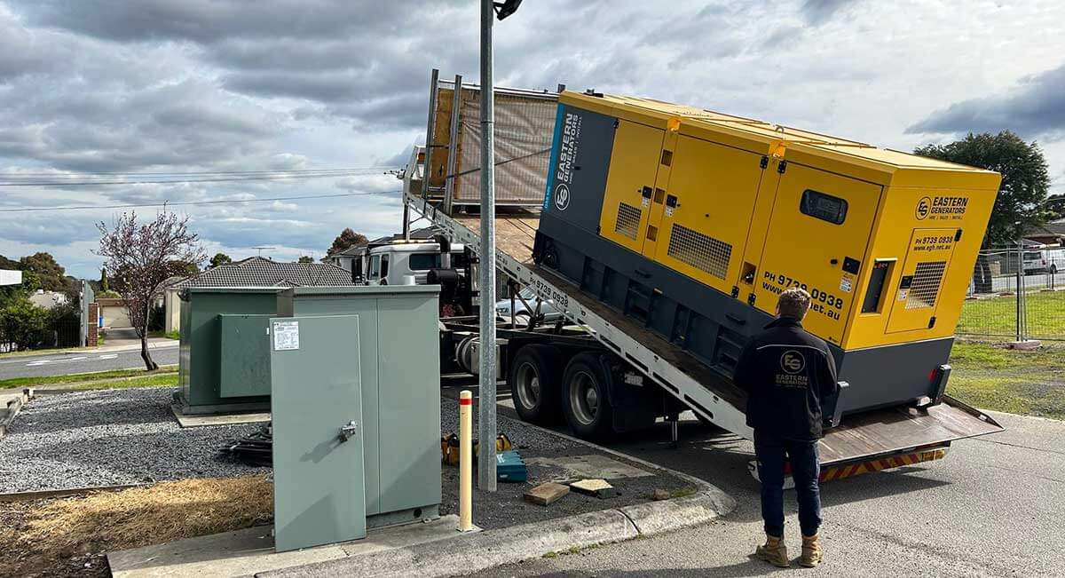 homeowner receiving a generator delivery